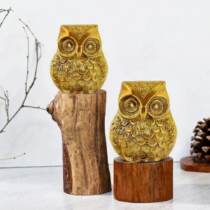 Brass Owl Statue Pair